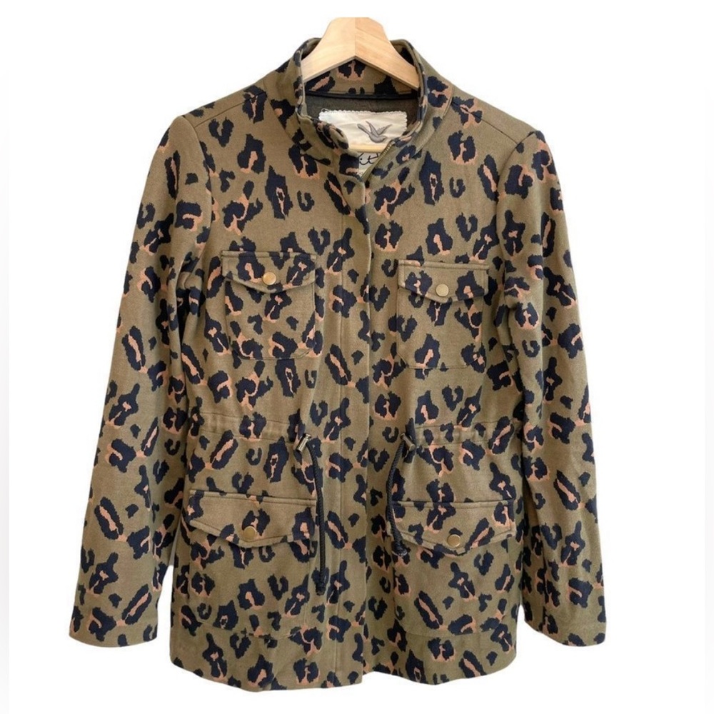 Anthropologie Leopard Military Coat
